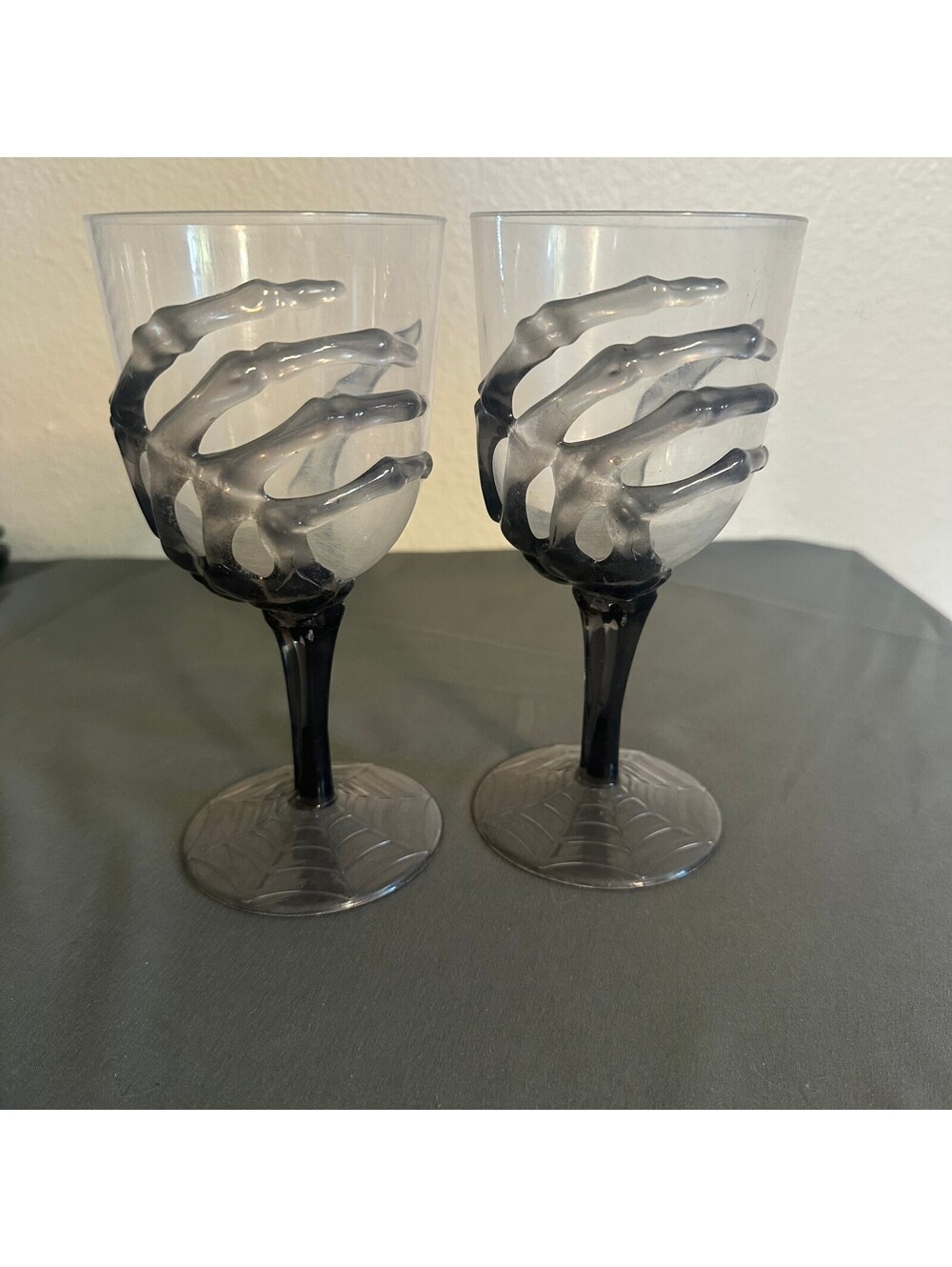 Clouded Halloween Skeleton Hand Wine Glass 2 Pack